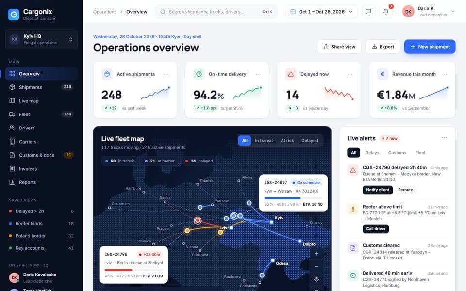 Cargonix — Logistics dashboard